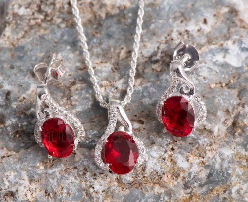Red Ruby Stone Necklace Set