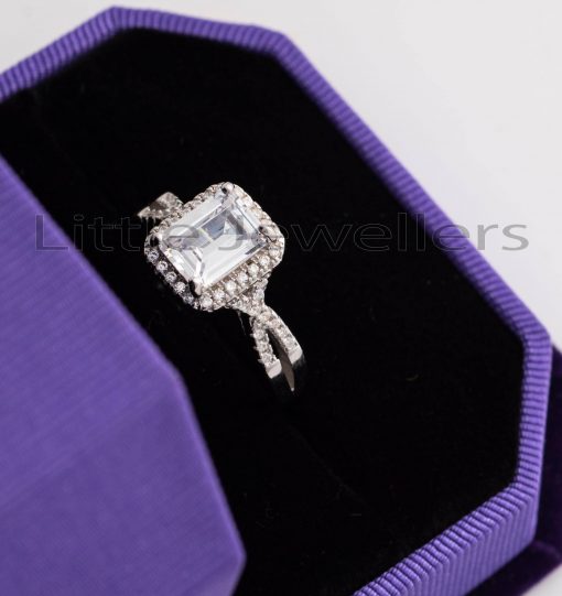Handcrafted with precision and quality this emerald cut engagement ring is a show stopper