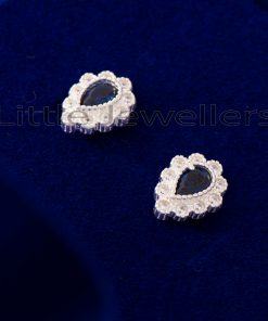 A gorgeous pair of pear-cut cubic zirconia blue sapphire stud earrings