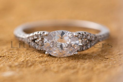 Celebrate love with this oval shaped silver engagement ring.