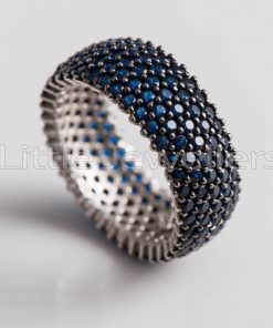 The New Micro Paved Blue Stones Ring is a stunning & brilliant statement ring that has been meticulously crafted with attention to detail.