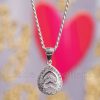 The interwoven hearts on this necklace pendant represent the strength of your love.