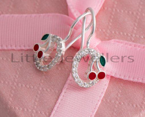 An adorable pair of silver cherry earrings that is crafted with love.
