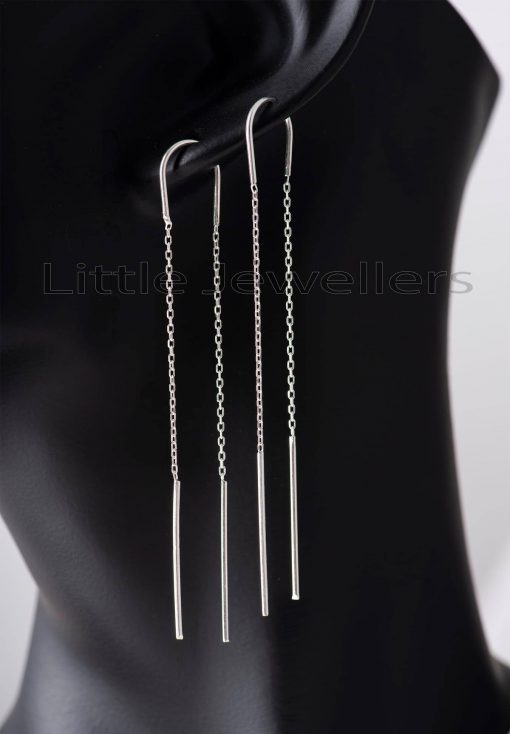 String this pair of long threader earrings,through your pierced ears and let their beauty shine