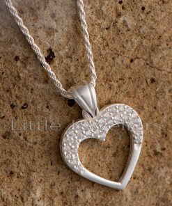 This silver heart necklace is lovely and shimmers in the light. A heart necklace represents love and deep affection for someone.