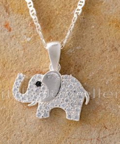 The brilliant cubic zirconia stones lend a little bling to this silver elephant pendant necklace