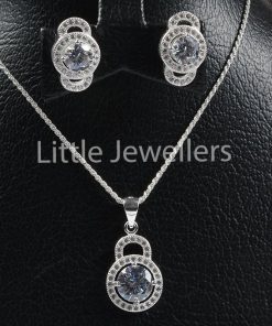 Add halo stud earrings and a matching necklace with zirconia stones to your everyday look.