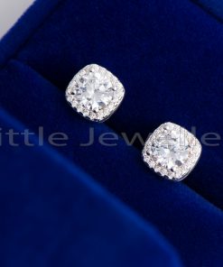 A set of gleaming round cut zirconia stud earrings with a significant extent of radiance.