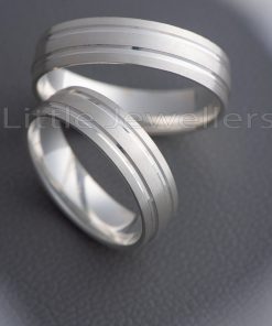 This finely matched silver wedding ring set is a stunning symbol of two people's eternal love.