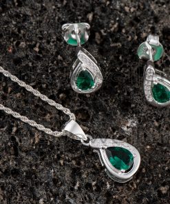 A gorgeous deep green matching pendant and earring set exudes luxury & elegance and would look stunning on any woman.