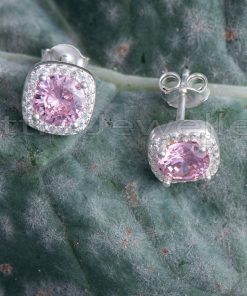 Complete your ensemble with these striking pink sterling silver stud earrings.