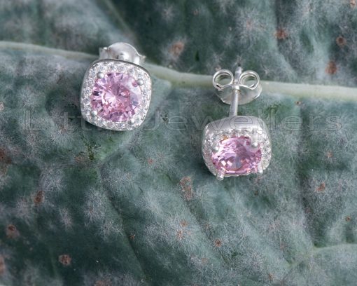 Complete your ensemble with these striking pink sterling silver stud earrings.