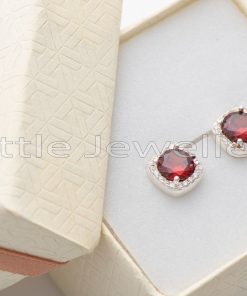 These classic red stud earrings are sterling silver, hypoallergenic, and stunning!