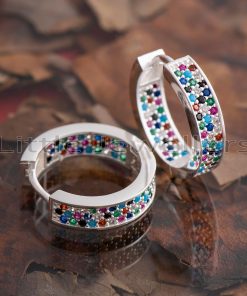 Add a splash of color to your ensemble with this multicolored hoop earrings