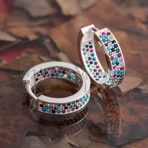 Add a splash of color to your ensemble with this multicolored hoop earrings