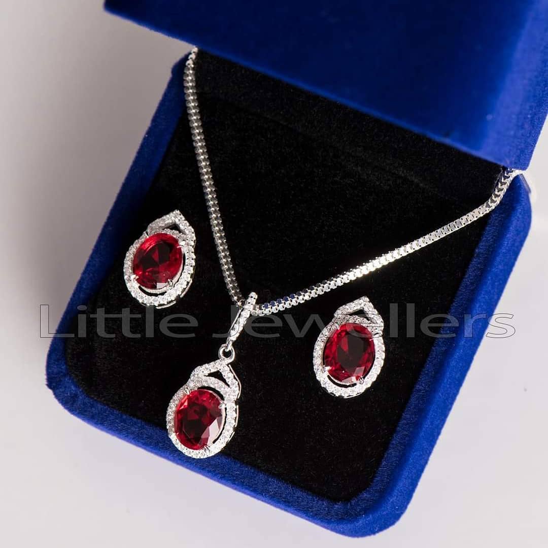 red silver necklace sets