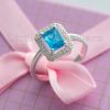 This classy aquamarine ring with an emerald cut will add sparkle to your special event. A special, thoughtful piece of jewelry that honors bravery and assurance!