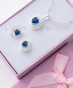 I have found the perfect gift for you - a heart-shaped lab-created sapphire jewelry set that is truly breathtaking! It is timeless and elegant, and will make you feel like a queen.