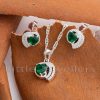 Make a beautiful fashion statement with this majestic necklace set that showcases a dazzling cz emerald green pendant and heart-shaped stone earrings. Make a lasting impression with this truly spectacular jewelry set!