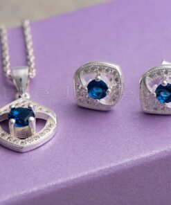Look dazzling in this unique sterling silver necklace set with blue sapphire stones. Perfect for fashion jewelry fans, this set is sure to turn heads on the streets of Nairobi.