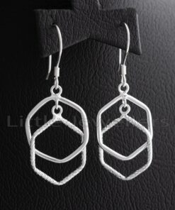 Add a touch of class to any ensemble with our new, textured double hexagon drop earrings in sterling silver. Be chic and stylish in Nairobi with these unique dangle earrings.