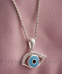Look beautiful and stylish with this blue evil eye pendant necklace. Show off your one-of-a-kind look and ward off any negative energy with this special sterling silver gift