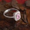 Add some sparkle to your jewelry collection with this beautiful silver pink ring. A perfect representation of self-care and femininity, this exquisite pink jewelry is perfect for any occasion. 