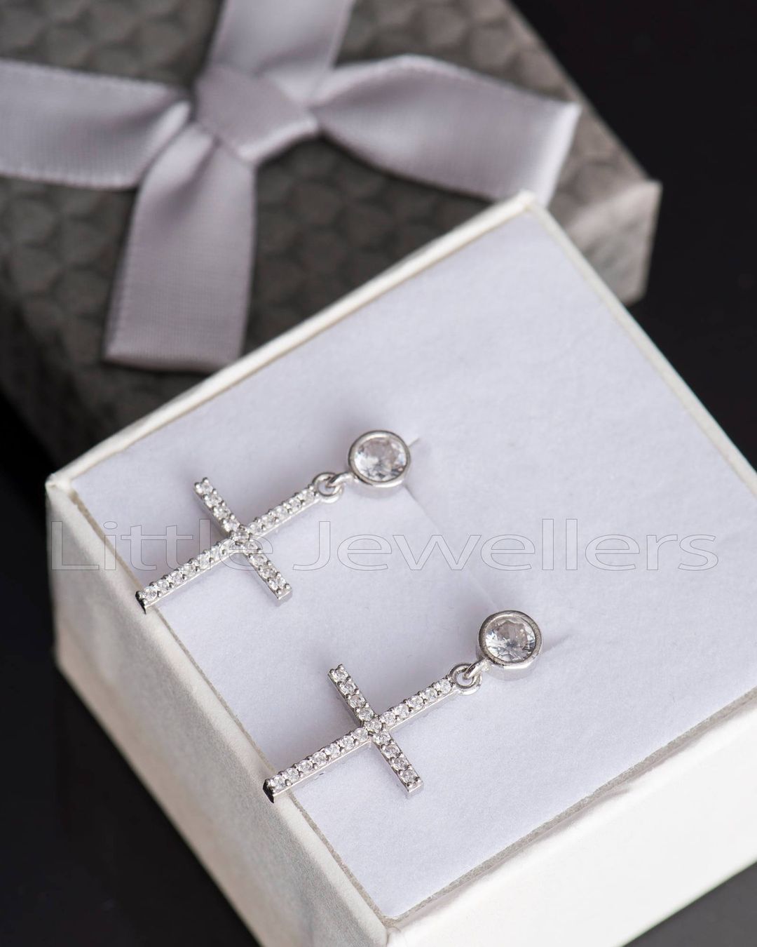 silver cross earring