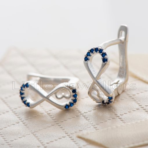 Show your love with these beautiful silver earrings. Featuring an infinity and heart design with calming blue stones, they're ideal for those with sensitive ears. Perfect for a timeless look.