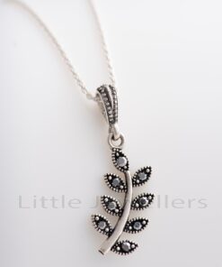 Symbolize peace and friendship with the beautiful Olive Leaf Pendant necklace. Crafted from sterling silver and glistening marcasite stones, it's the perfect gift for your best friend!