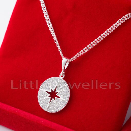"Make a bold fashion statement with our North Star Necklace! Featuring a dazzling design, this exquisite piece of jewelry symbolizes hope and guidance. Wear it proudly!"