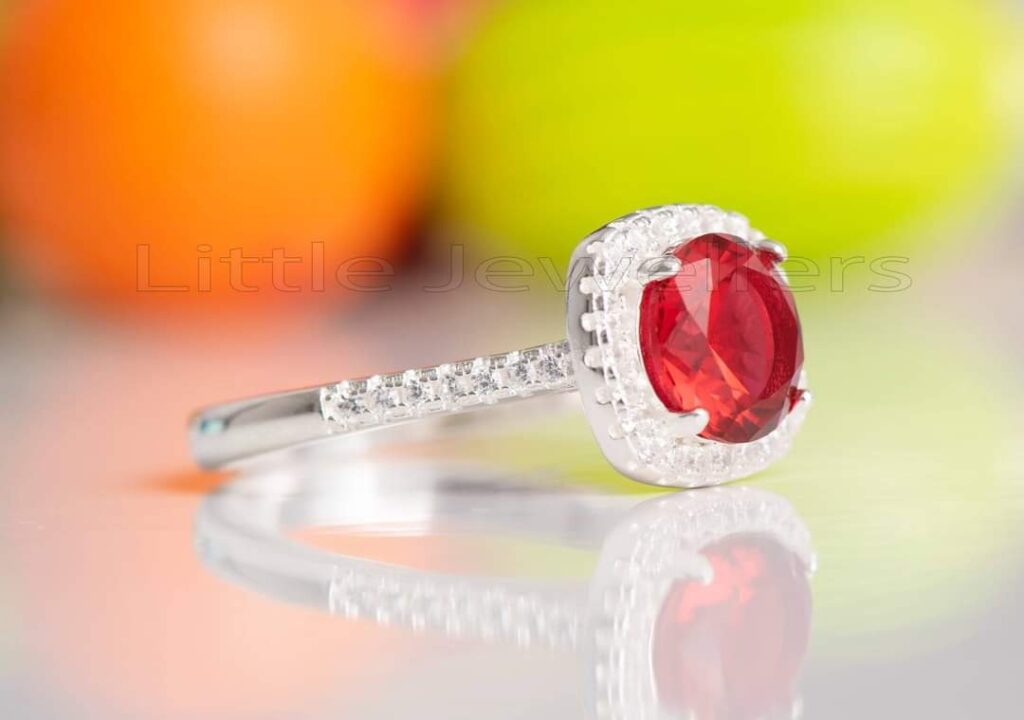  stunning cushion-cut ring in rich ruby red