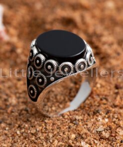 Perfect your look with our unique men's silver ring from Nairobi, Kenya. Show off the gorgeous black stone & intricate designs that make this the ideal men's jewelry for any occasion!