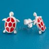 Make a statement with these unique silver earrings! Crafted in vibrant, gentle red and inspired by turtles, they'll make every look special & remind you of your journey towards achieving your goals.