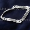 Accessorize your wrist with this bold silver male bracelet featuring a unique black pattern. This cuban link bracelet is big yet lightweight, perfect for everyday wear. Buy jewellery for men now!
