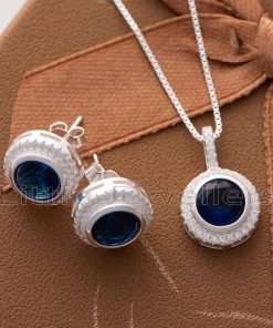 Standout this Christmas with the eye-catching Blue Sapphire Necklace Set from Little Jewelers in Nairobi. High-quality silver and halo design make this the perfect secret Santa gift.