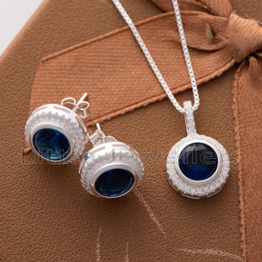Standout this Christmas with the eye-catching Blue Sapphire Necklace Set from Little Jewelers in Nairobi. High-quality silver and halo design make this the perfect secret Santa gift.