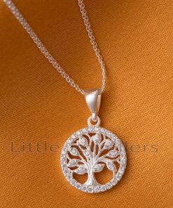 Discover the beauty and symbolism of our sterling silver necklace, featuring a delicate net chain and tree of life pendant. Perfect gift for her.