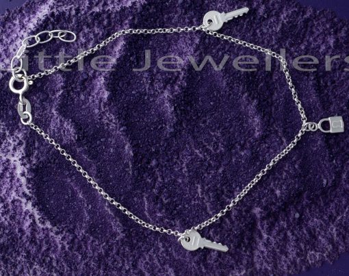 Nairobi's Suncatcher: Sterling Silver Anklet with Lock & Key Charms