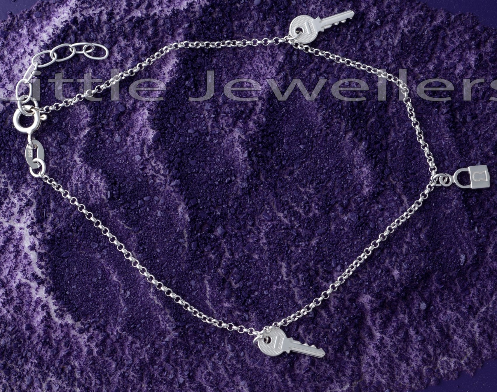 Nairobi's Suncatcher: Sterling Silver Anklet with Lock & Key Charms