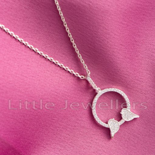 A Promise of Love: Sterling Silver Lovebird Pendant Necklace for Her