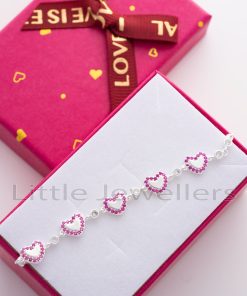 Sterling Silver Heart Link Bracelet - Birthday & Anniversary Gift