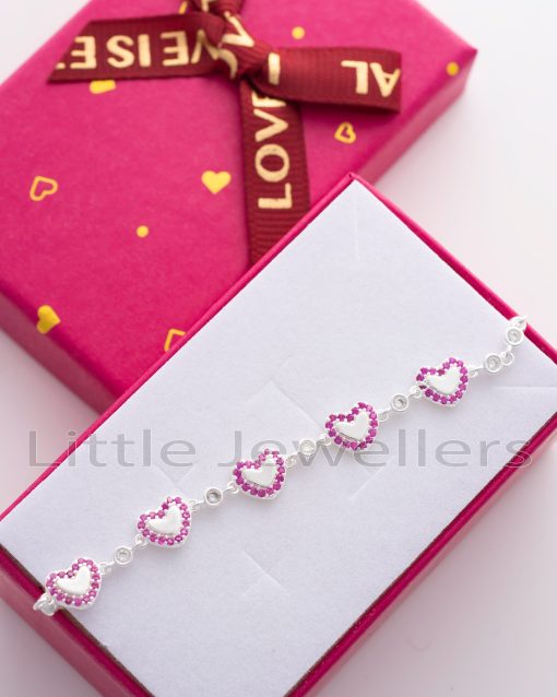 Sterling Silver Heart Link Bracelet - Birthday & Anniversary Gift
