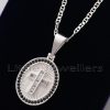 Sterling Silver Chain with Micro Cubic Zirconia-Accented Cross Pendant Necklace