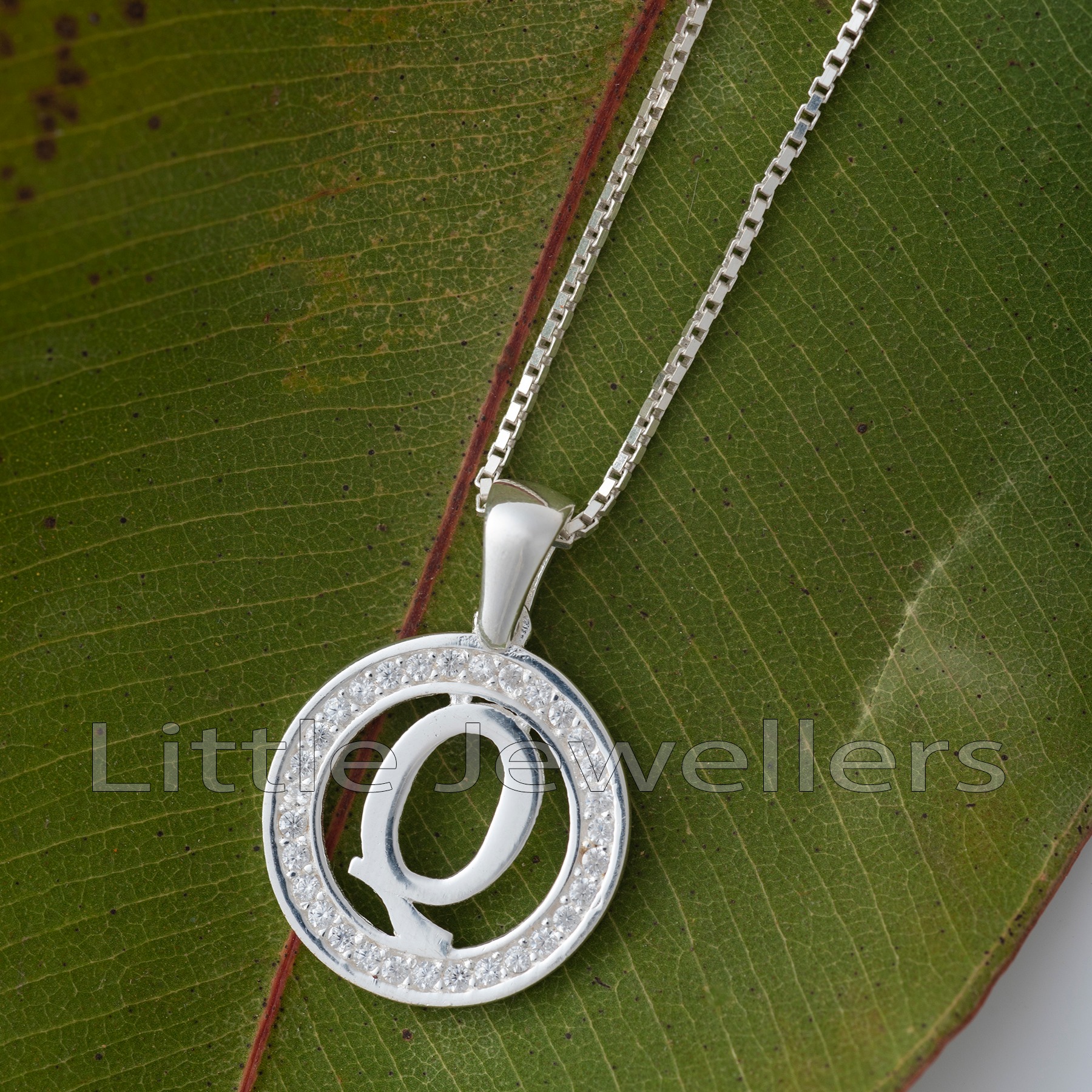 Tiny Sterling Silver Alphabet Letter Q Pendant Necklace 14 22 Inches main image 1