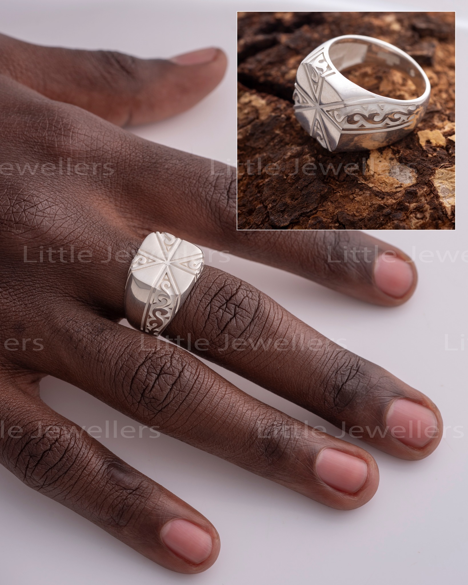 Men’s Sterling Silver Ring 925 | Patterned Silver Ring Kenya